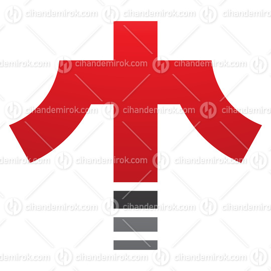 Red and Black Cross Shaped Letter T Icon