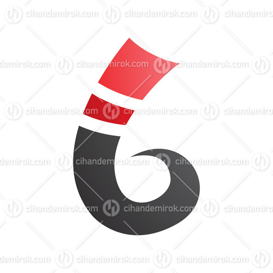 Red and Black Curly Spike Shape Letter B Icon