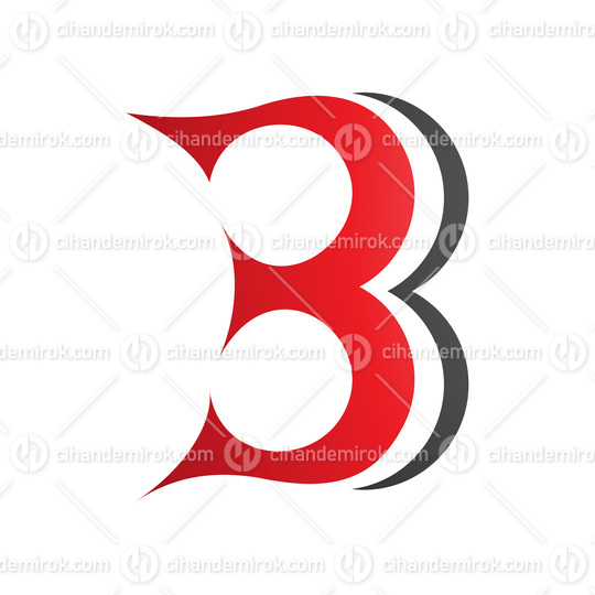 Red and Black Curvy Letter B Icon Resembling Number 3