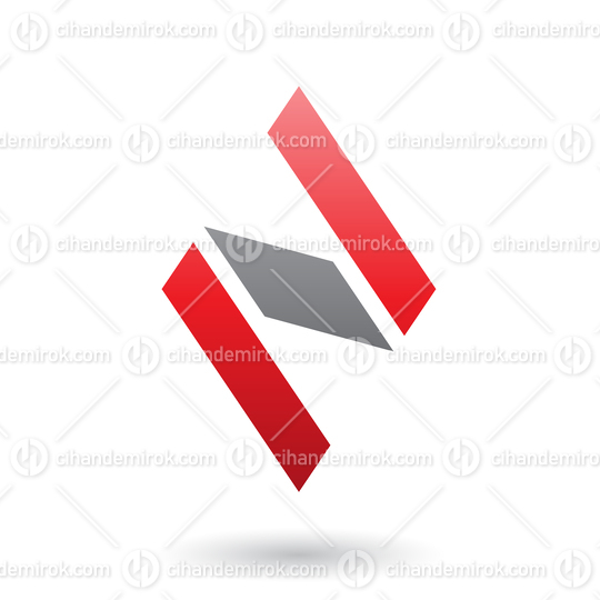 Red and Black Diamond Shaped Letter N Vector Illustration