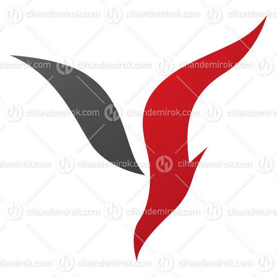Red and Black Diving Bird Shaped Letter Y Icon