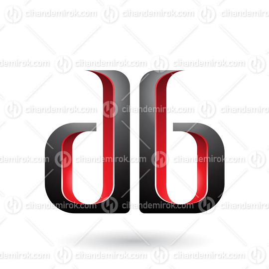 Red and Black Double Sided D and B Letters Vector Illustration
