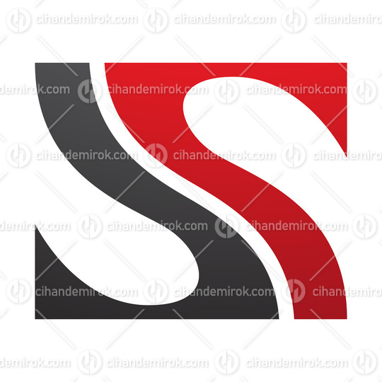Red and Black Fish Fin Shaped Letter S Icon