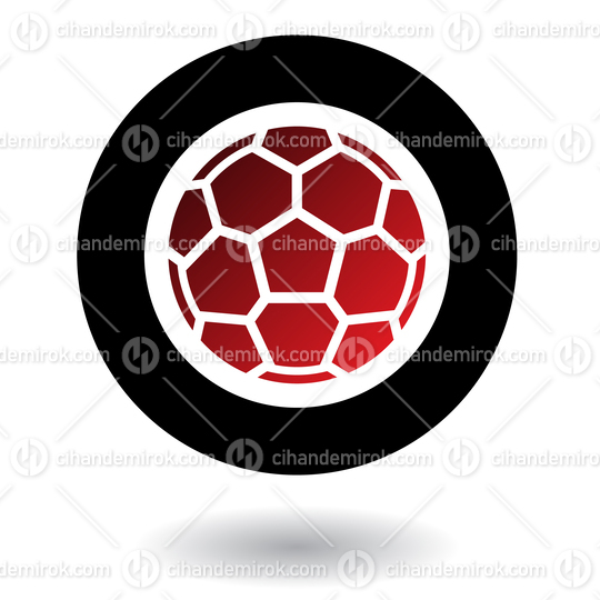 Red and Black Football or Soccer Ball Icon