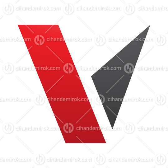 Red and Black Geometrical Shaped Letter V Icon