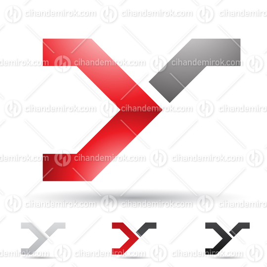 Red and Black Glossy Abstract Logo Icon of Angled Letter Y