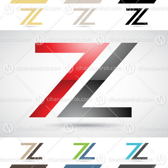 Red and Black Glossy Abstract Logo Icon of Letter Z with Number 7 and Flipped 7