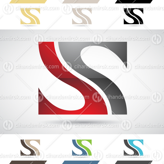 Red and Black Glossy Abstract Logo Icon of Striped Letter S with Fish Tail Shapes