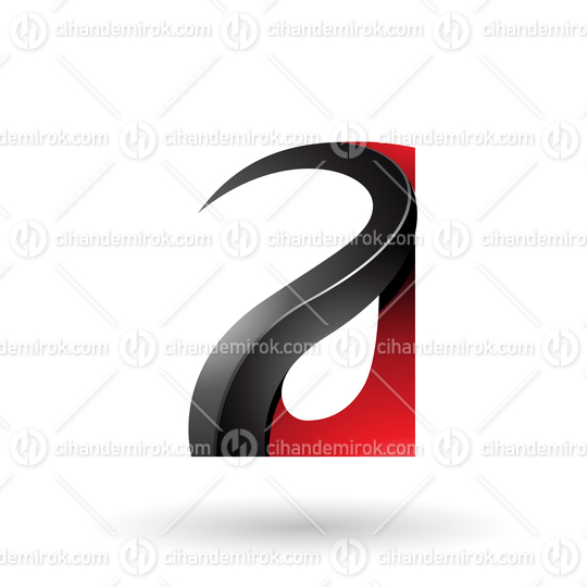 Red and Black Glossy Curvy Embossed Letter A Vector Illustration