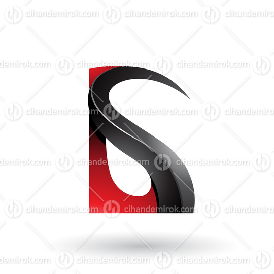 Red and Black Glossy Curvy Embossed Letter G Vector Illustration