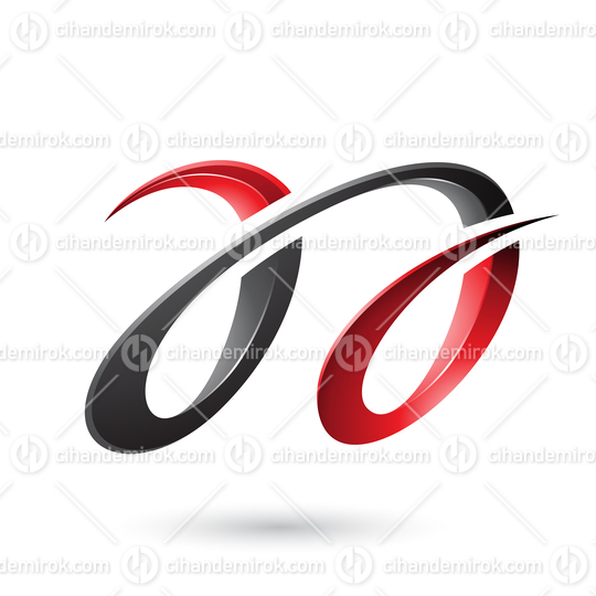 Red and Black Glossy Dual Letters A Vector Illustration