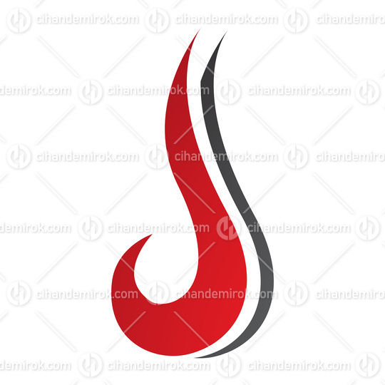 Red and Black Hook Shaped Letter J Icon