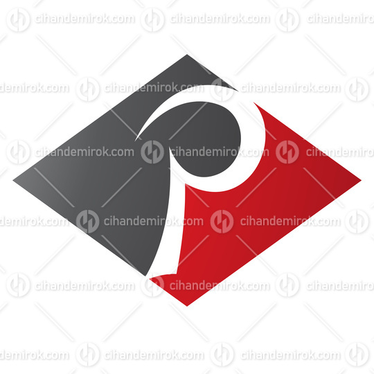 Red and Black Horizontal Diamond Letter P Icon