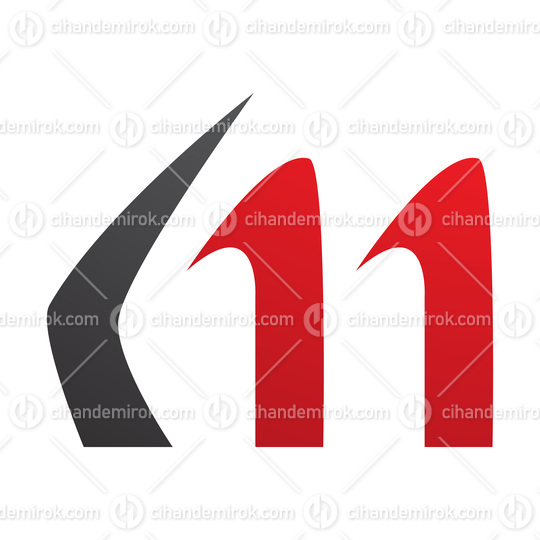 Red and Black Horn Shaped Letter M Icon