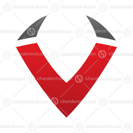 Red and Black Horn Shaped Letter V Icon
