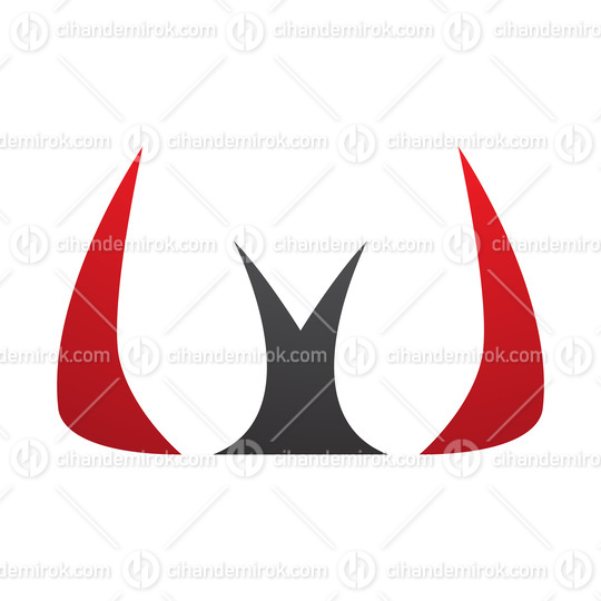 Red and Black Horn Shaped Letter W Icon