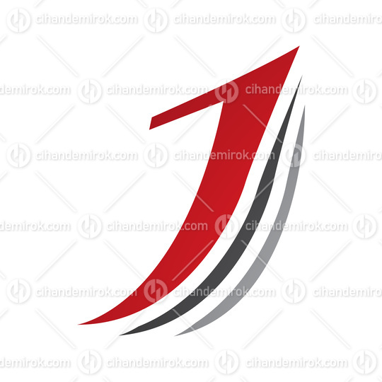 Red and Black Layered Letter J Icon