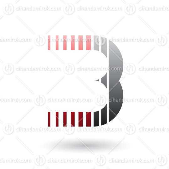 Red and Black Letter B Icon with Vertical Stripes