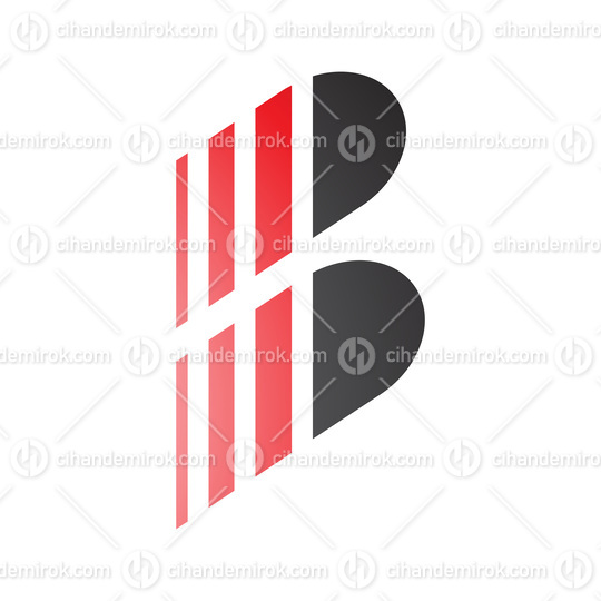 Red and Black Letter B Icon with Vertical Stripes