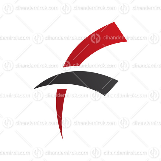 Red and Black Letter F Icon with Round Spiky Lines