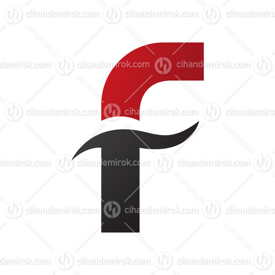 Red and Black Letter F Icon with Spiky Waves