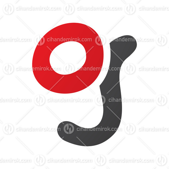 Red and Black Letter G Icon with Soft Round Lines