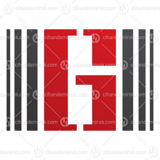 Red and Black Letter G Icon with Vertical Stripes