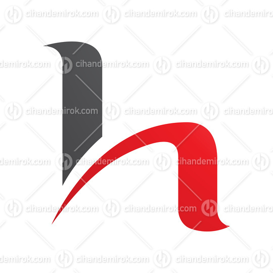 Red and Black Letter H Icon with Round Spiky Lines