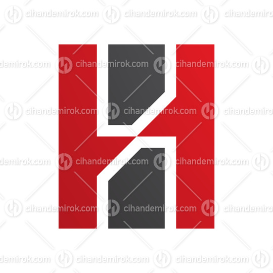 Red and Black Letter H Icon with Vertical Rectangles