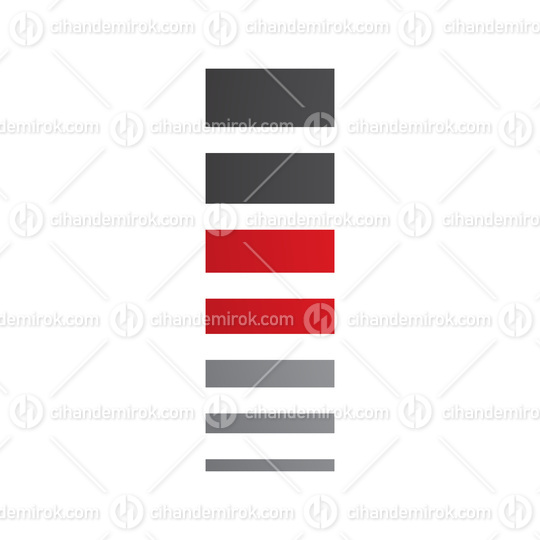 Red and Black Letter I Icon with Horizontal Stripes