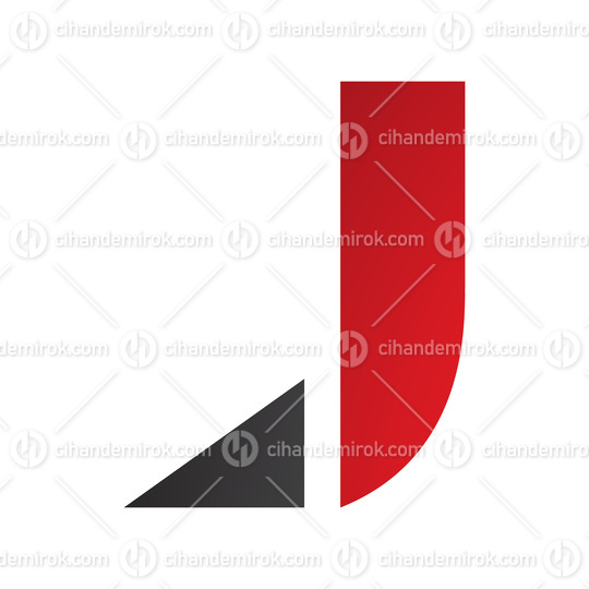 Red and Black Letter J Icon with a Triangular Tip