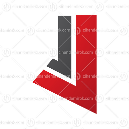 Red and Black Letter J Icon with Straight Lines