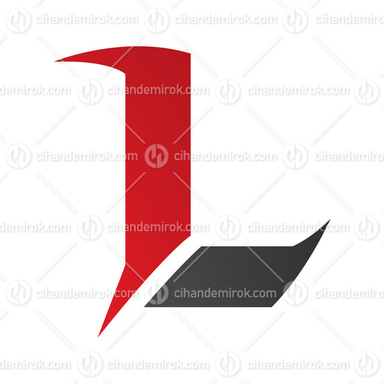 Red and Black Letter L Icon with Sharp Spikes