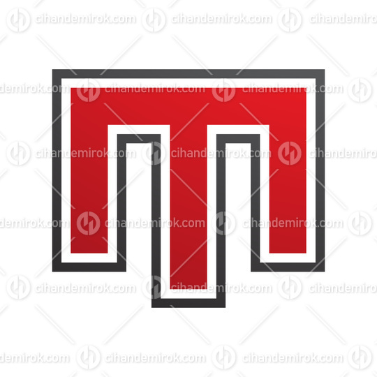 Red and Black Letter M Icon with an Outer Stripe