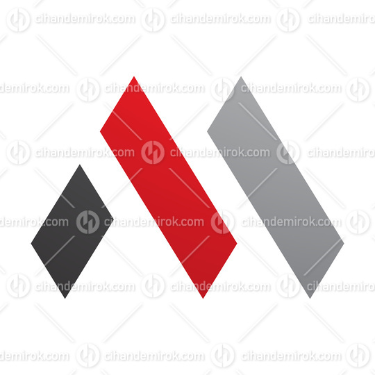 Red and Black Letter M Icon with Rectangles