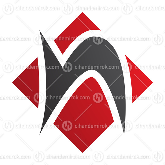 Red and Black Letter N Icon with a Square Diamond Shape