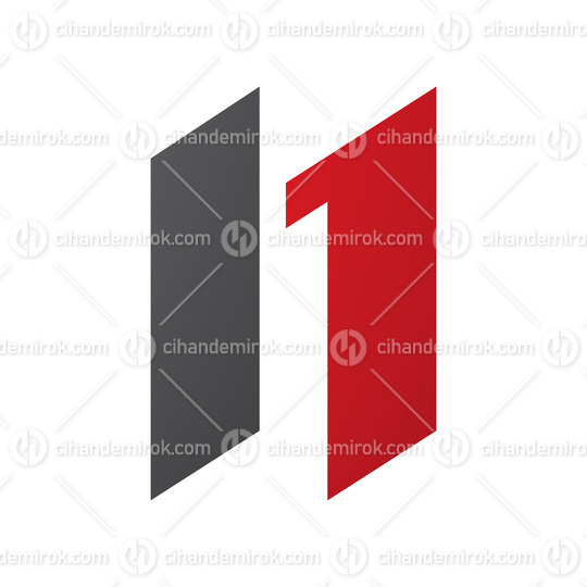Red and Black Letter N Icon with Parallelograms
