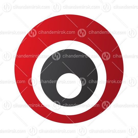 Red and Black Letter O Icon with Nested Circles