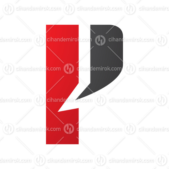Red and Black Letter P Icon with a Bold Rectangle