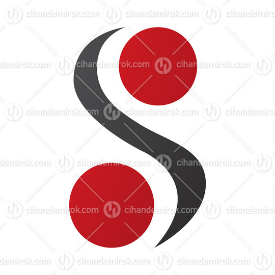Red and Black Letter S Icon with Spheres