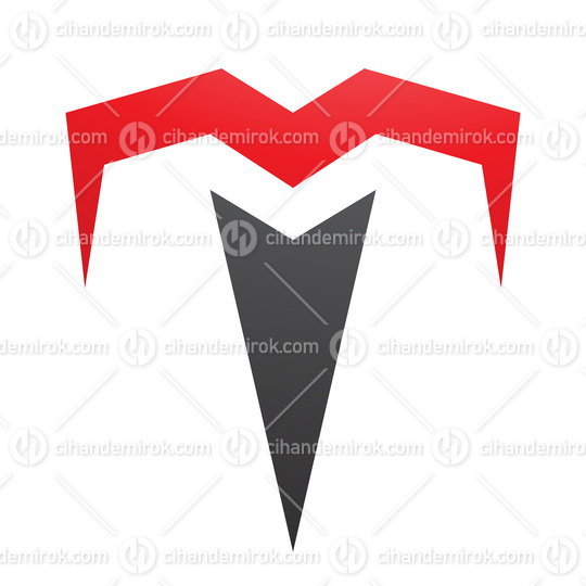 Red and Black Letter T Icon with Pointy Tips