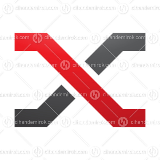 Red and Black Letter X Icon with Crossing Lines