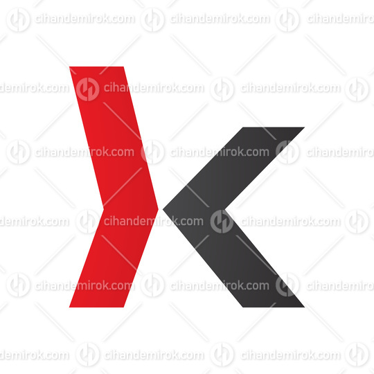 Red and Black Lowercase Arrow Shaped Letter K Icon