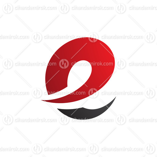 Red and Black Lowercase Letter E Icon with Soft Spiky Curves