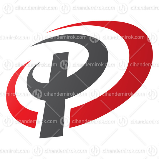 Red and Black Oval Shaped Letter P Icon