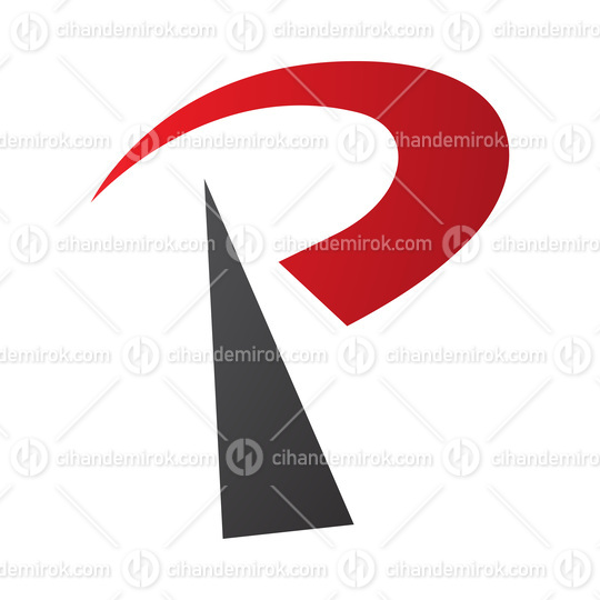 Red and Black Radio Tower Shaped Letter P Icon