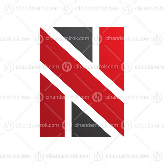 Red and Black Rectangle Shaped Letter N Icon