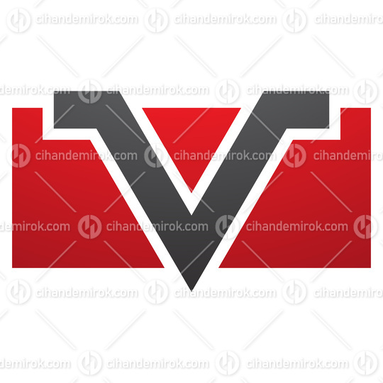 Red and Black Rectangle Shaped Letter V Icon