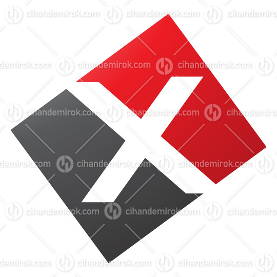 Red and Black Rectangle Shaped Letter X Icon