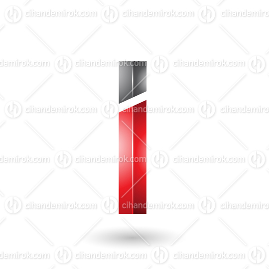 Red and Black Rectangular Glossy Letter I